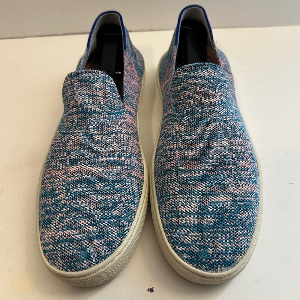 Rothy's The Sneaker Women's Turquoise Melange Slip On Textile Flat Shoe Size 10